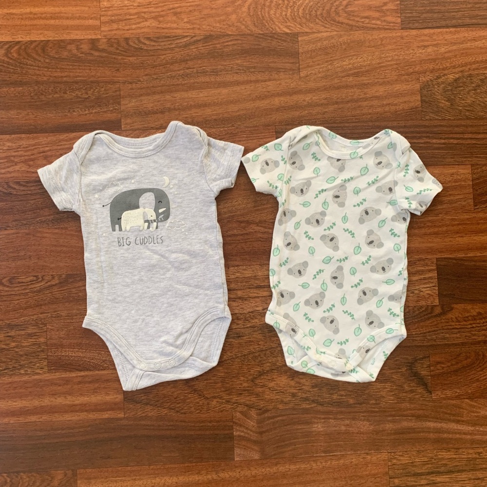 Set of 2 Laughing Llama One Piece Bodysuits Baby Boy 6 Month Elephant Koala nwot